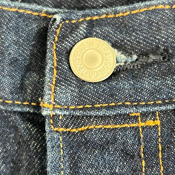 Levi's Selvedge Denim 501 90s  Dark Blue Button Fly Jeans 25 26 - Picture 14 of 16